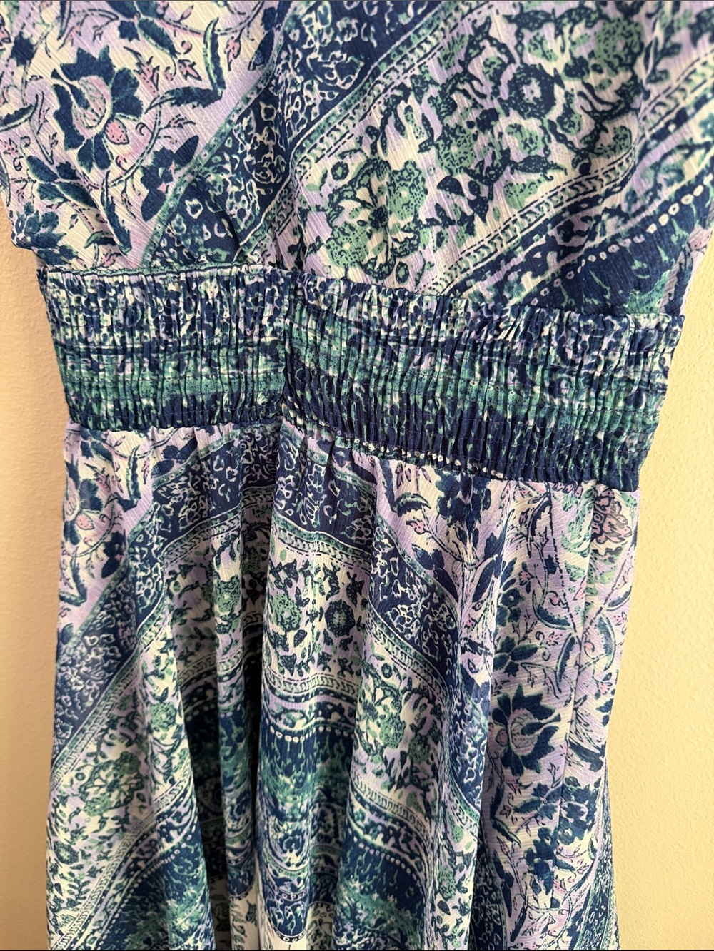 Rabbit Rabbit Rabbit Asymmetrical V-Neck Dress in Blue & Green - Picture 4 of 5